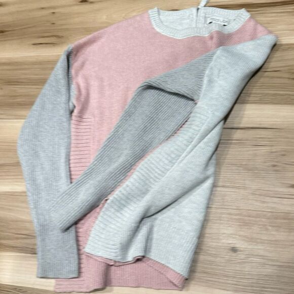 Rachel Zoe Pink Grey Colorblock Sweater Women’s Medium - Picture 2 of 4